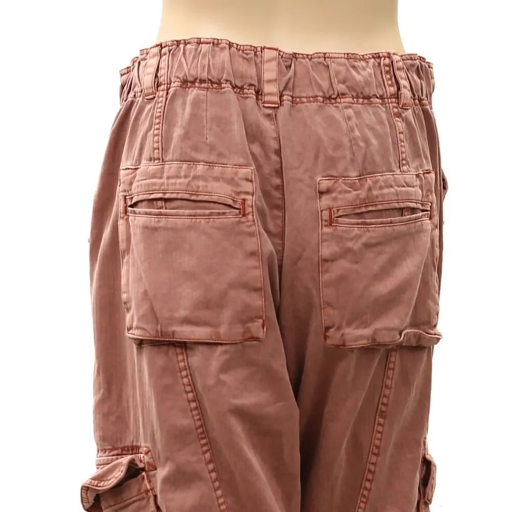 Free People We The Free Tahiti Pull-On Cargo Pants Solid Smocked Cotton M 288479